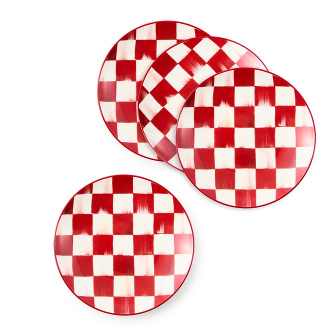 Cherry Check Appetizer Plates, Set of 4