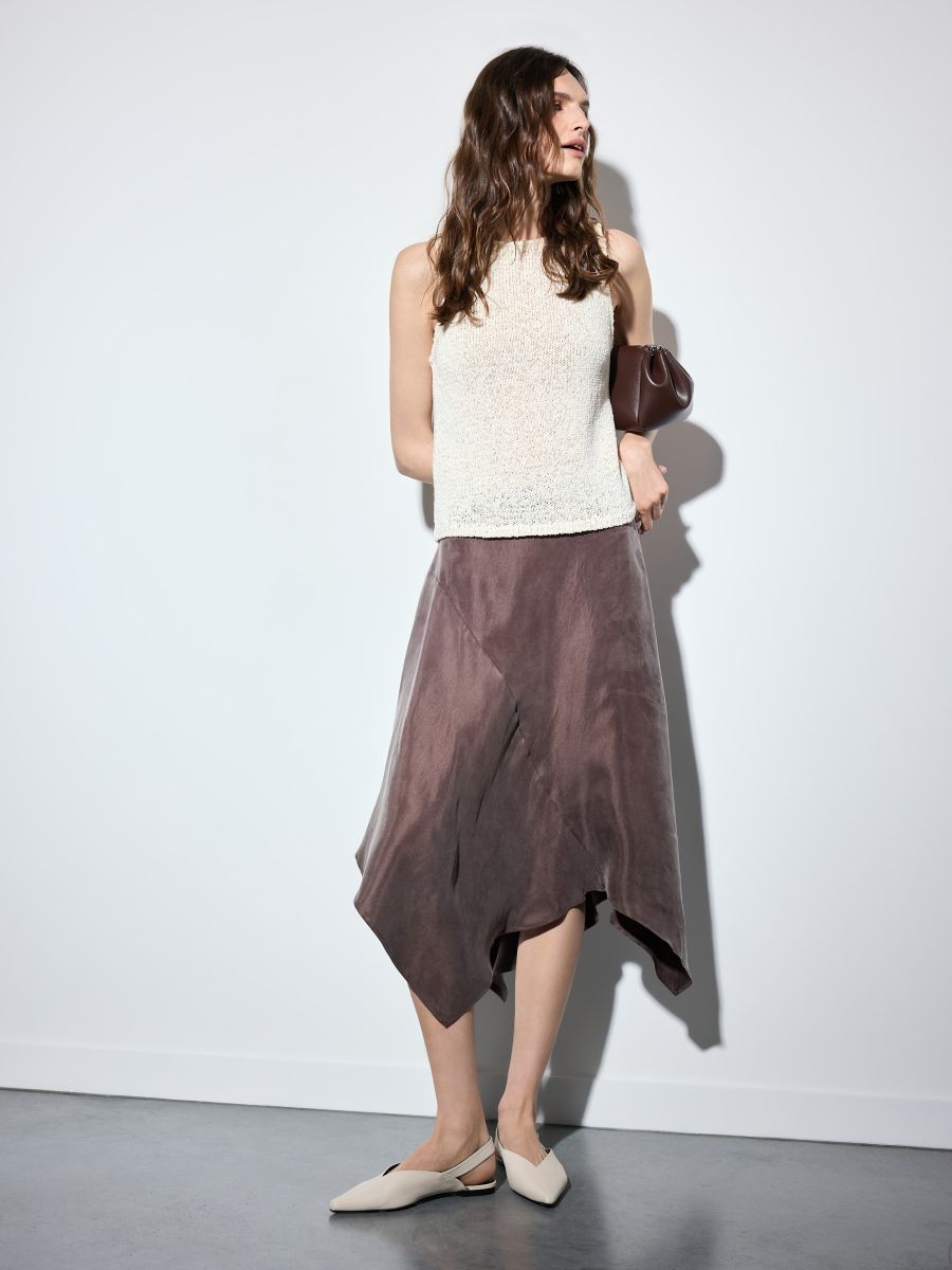 Asymetryczna spódnica midi z cupro