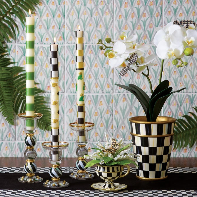 Bands Green Dinner Candles, Set of 2