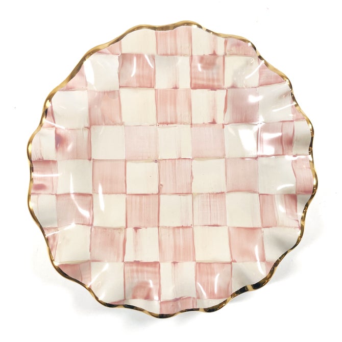 Rosy Check Ceramic Fluted Dessert Plate