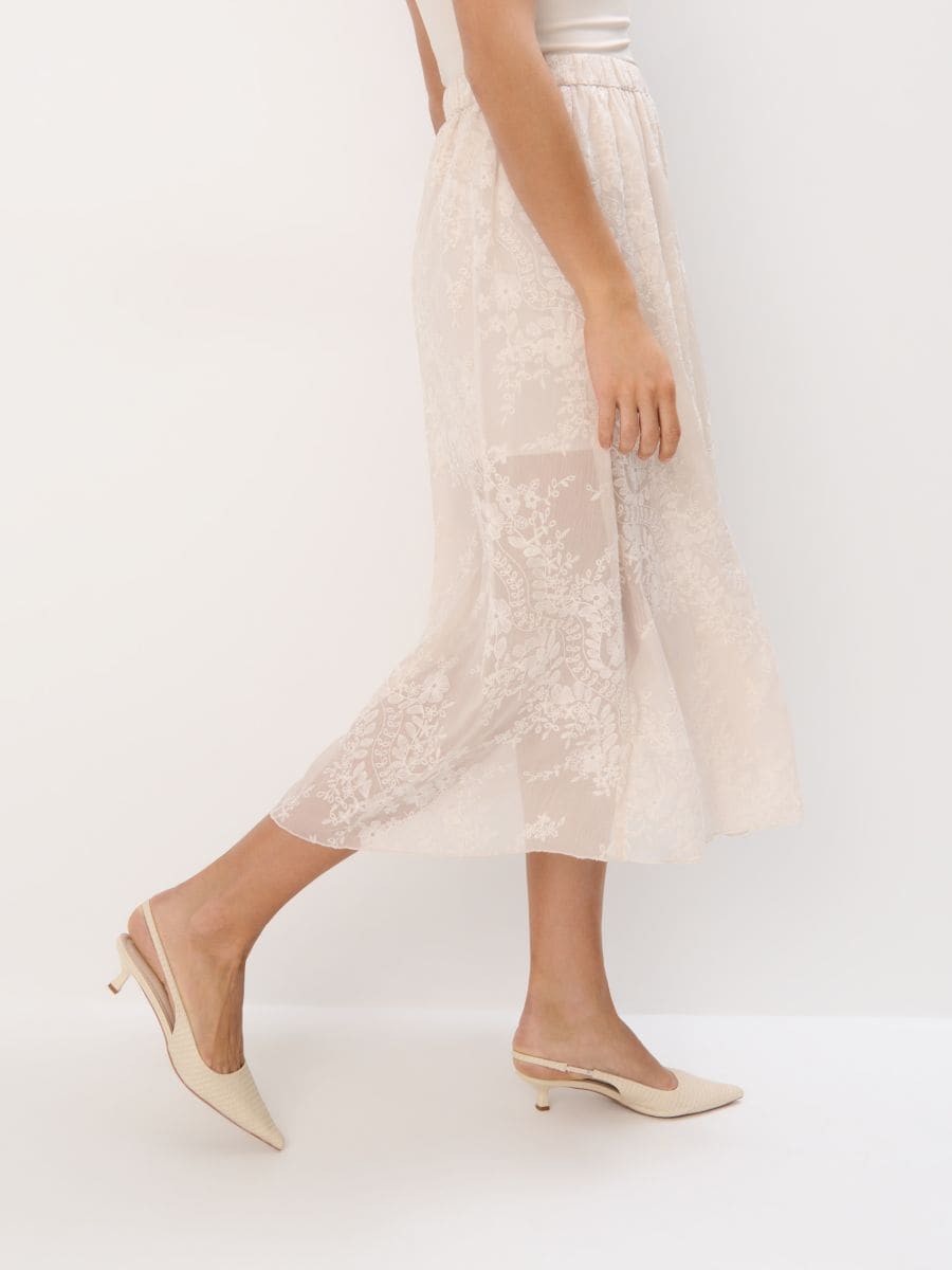 Szyfonowa beżowa spódnica midi