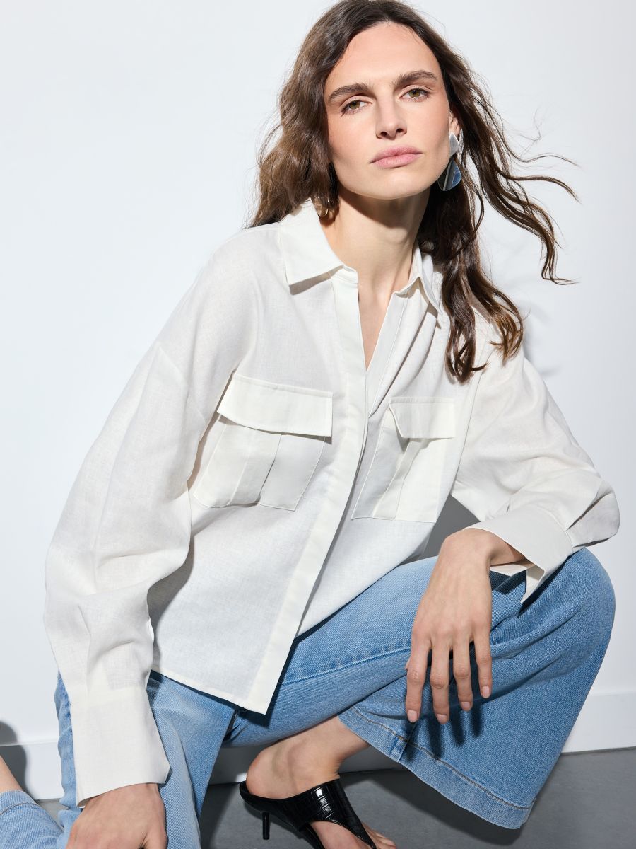 Czekoladowa koszula z lnem