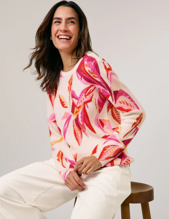 GERRY WEBERRipped Knit with Flower PatternPink/White