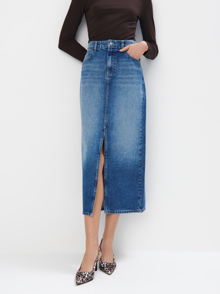 Jeansowa spódnica midi