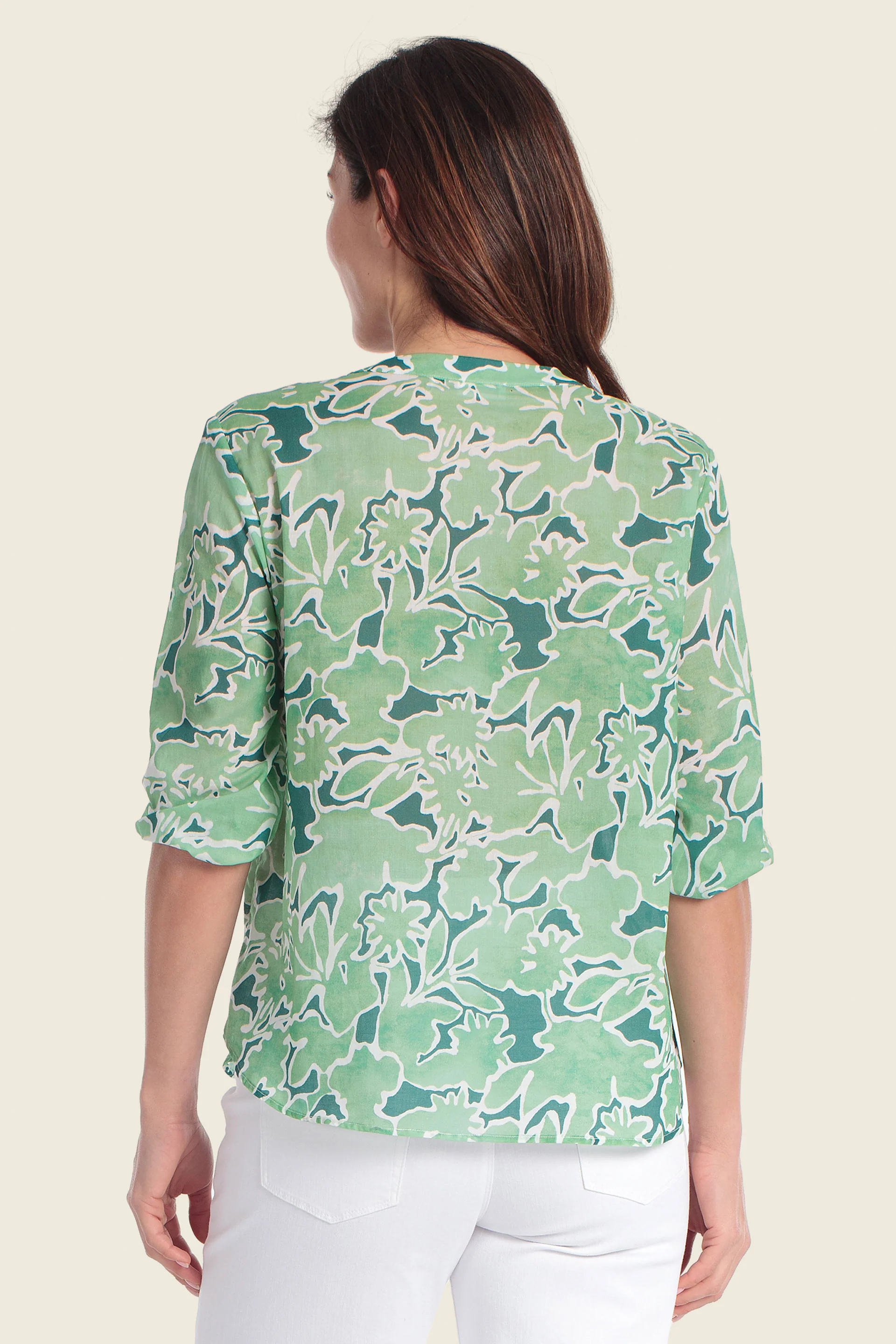 Bedrucktes Baumwollhemd mit Blumenmuster