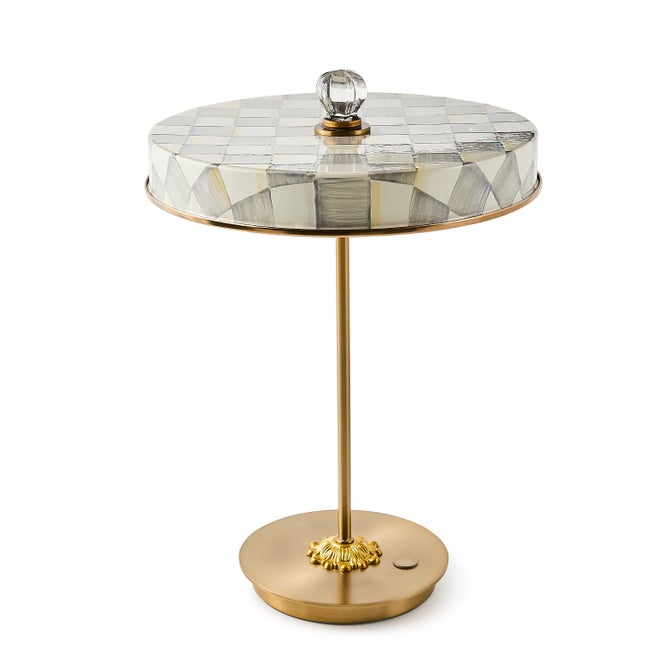 Sterling Check LED Rechargeable Disk Table Lamp