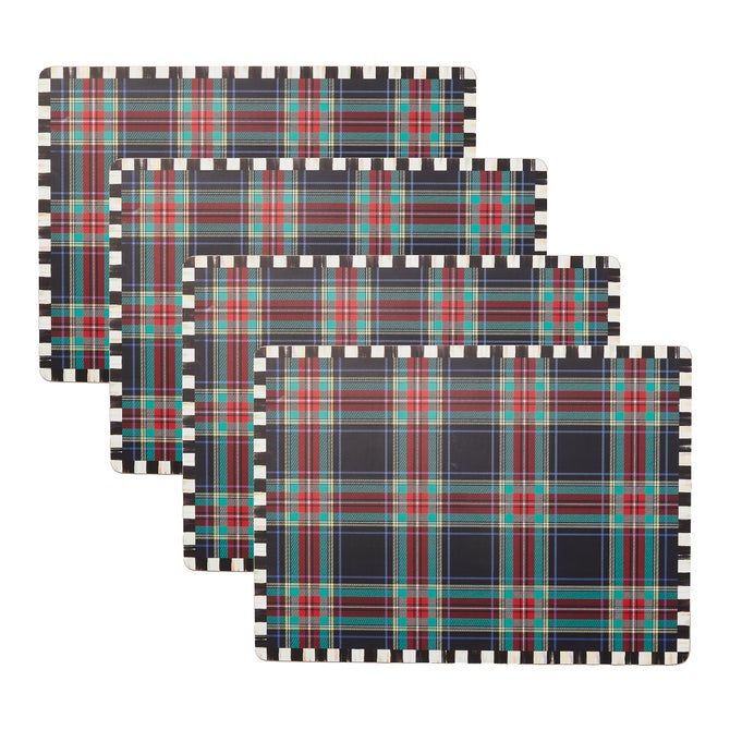 Tartan Black Cork Back Placemats, Set of 4