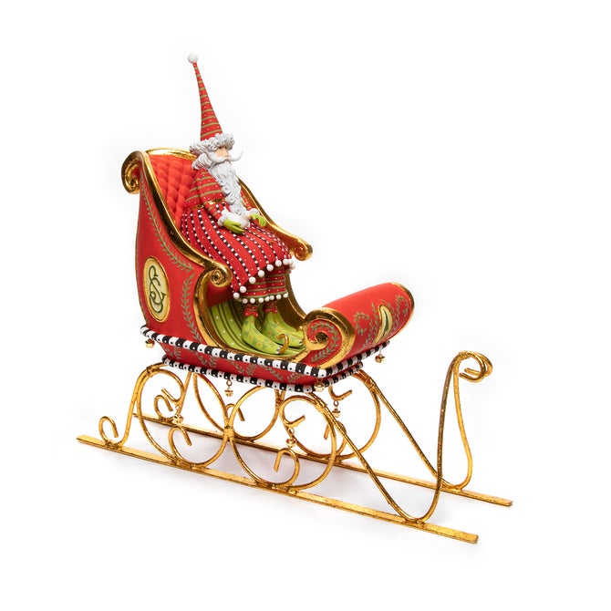 Patience Brewster Dash Away Sitting Santa & Sleigh Figure Set