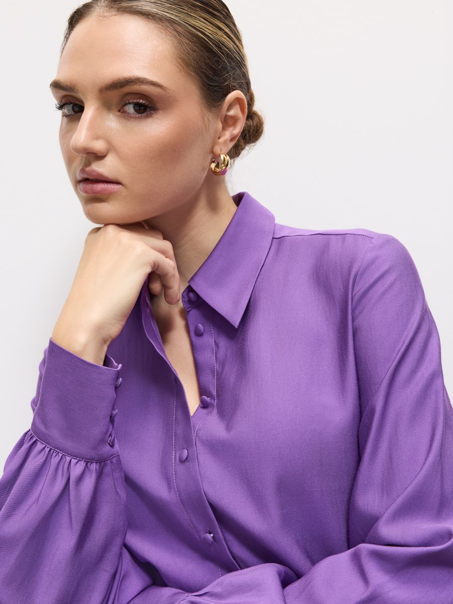 Fioletowa koszula z modalem