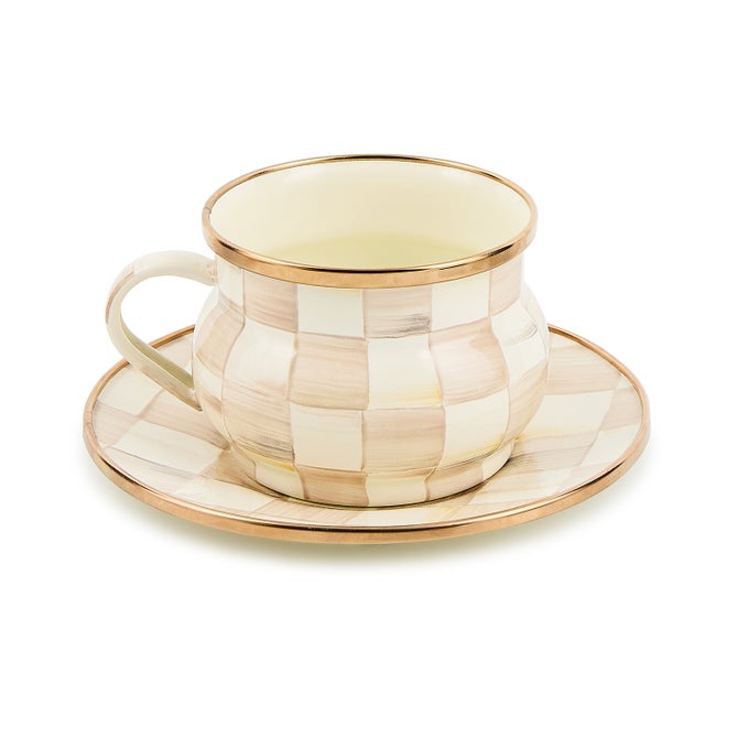 Mocha Check Teacup