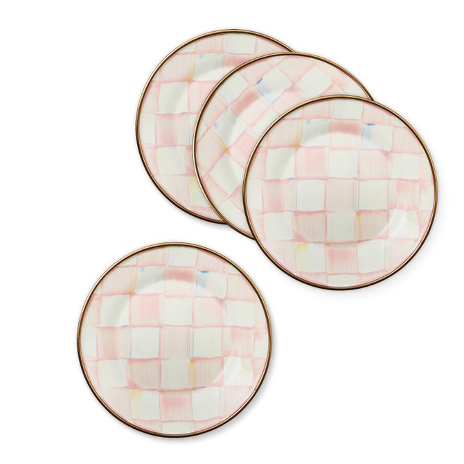 Rosy Check Appetizer Plates, Set of 4
