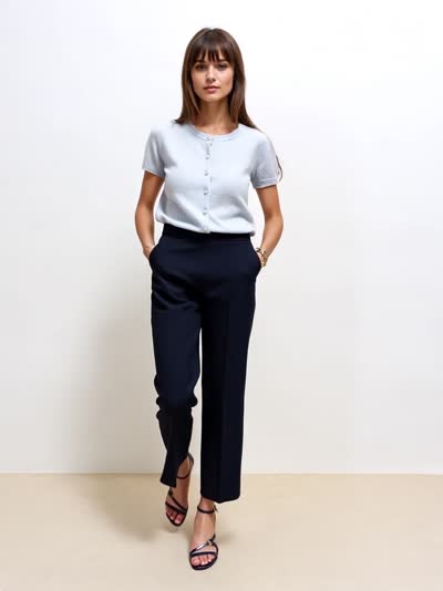 Granatowe spodnie flare