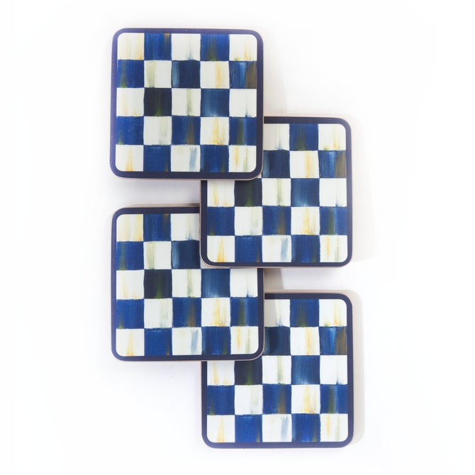 Royal Check Cork Back Coasters, Set of 4