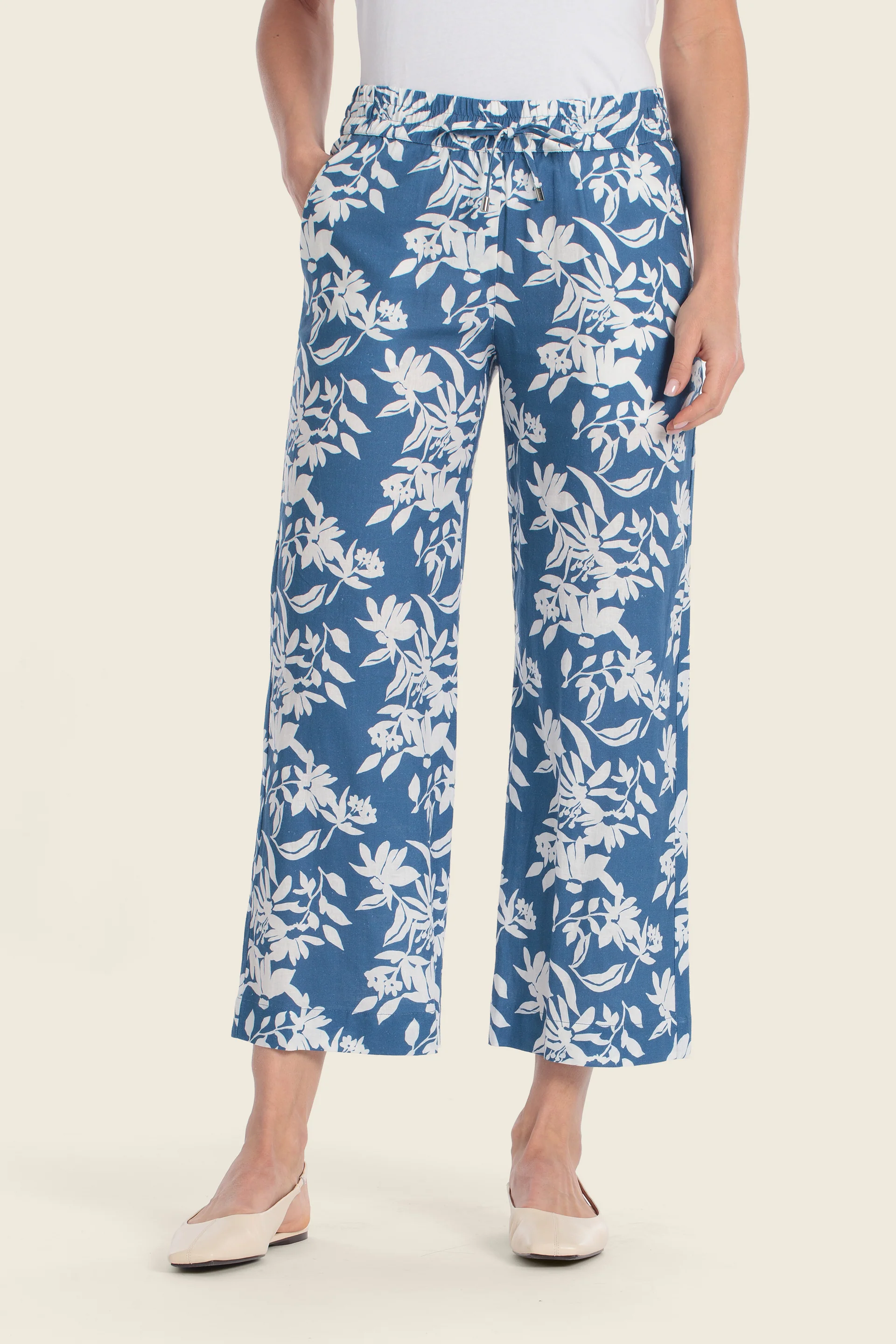 Bedruckte Culotte-Hose mit elastischem Bund