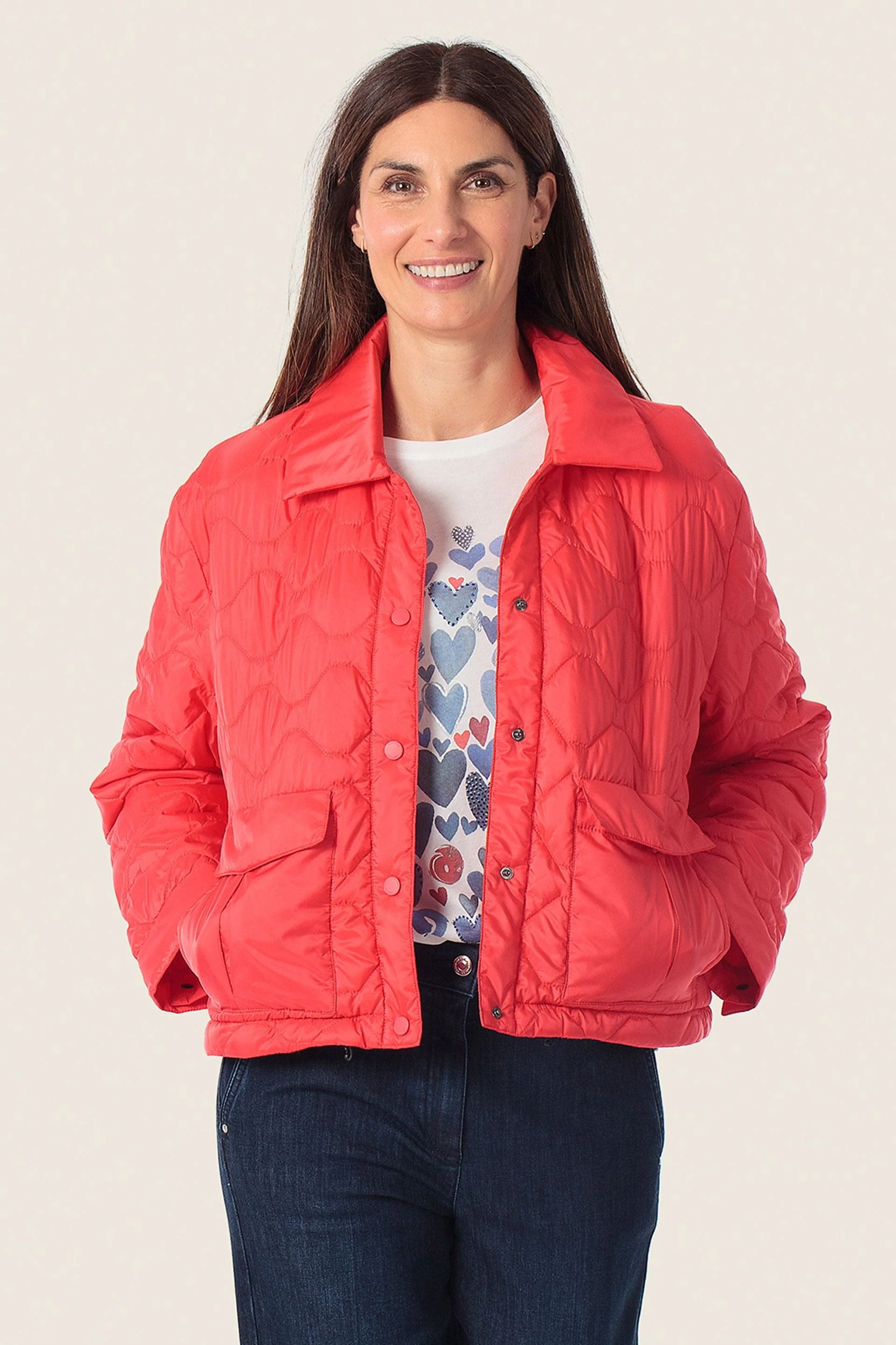 Steppjacke Rautenmuster & Druckknöpfe