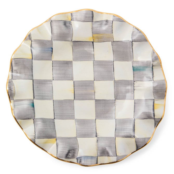 Sterling Check Ceramic Fluted Dinner Plate