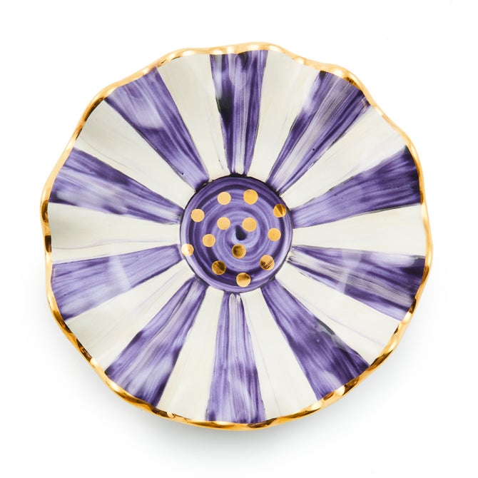 Plum Check Ceramic Saucer