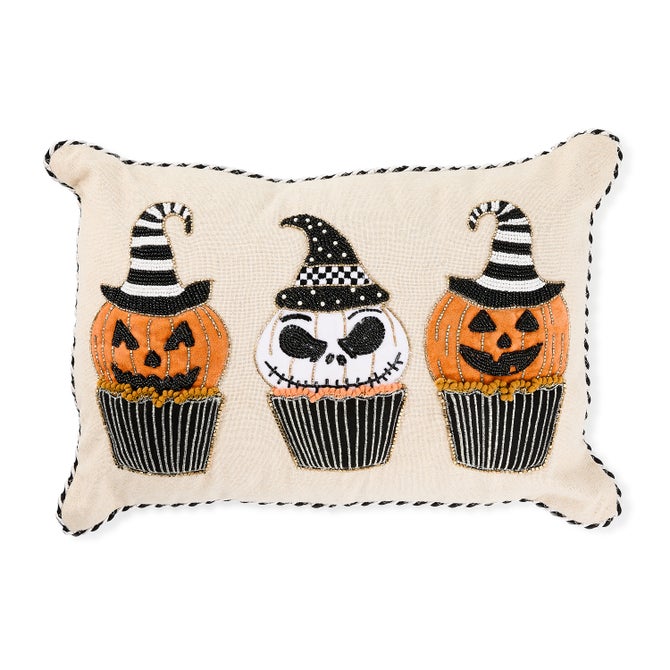 Jack O' Lantern Cupcake Lumbar Throw Pillow