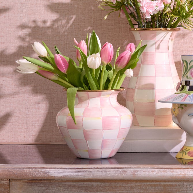 Check Enamel Large Vase