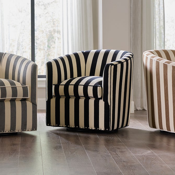 Marquee Black Stripe Chenille Swivel Chair