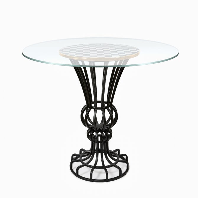 Courtly Check Pedestal Accent Table