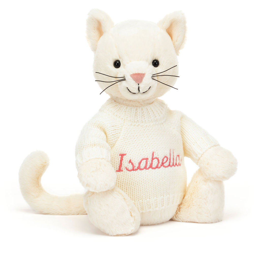 Bashful Cream Kitten With Personalised Cream Jumper