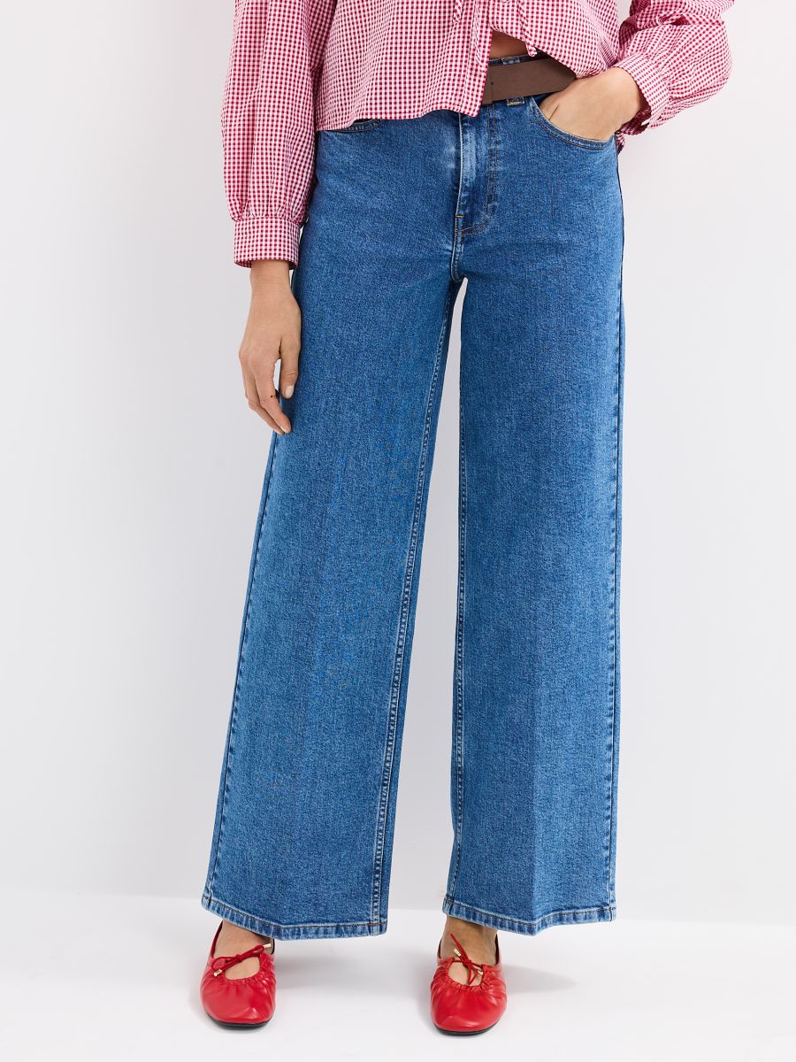 Jeansy wide leg z paskiem