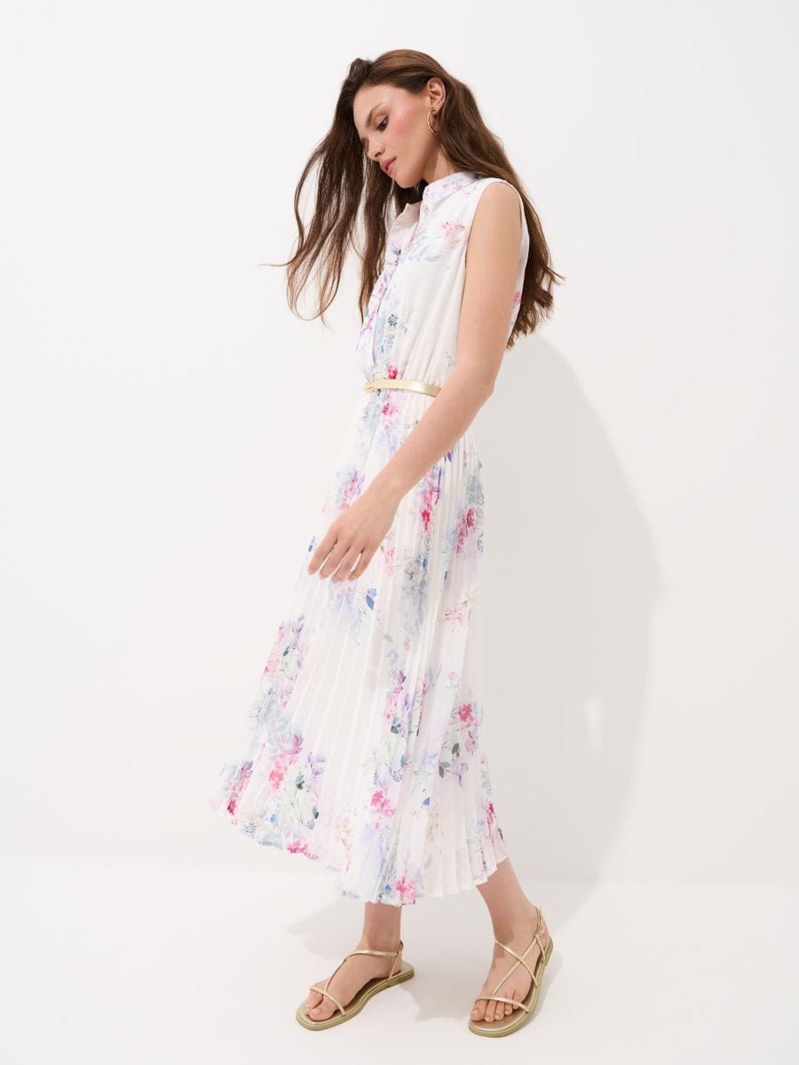 Koszulowa sukienka midi w kwiaty