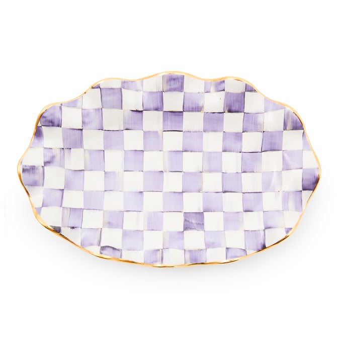 Plum Check Ceramic Serving Platter