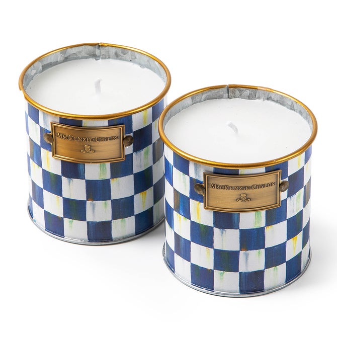 Royal Check Small Citronella Candles, Set of 2