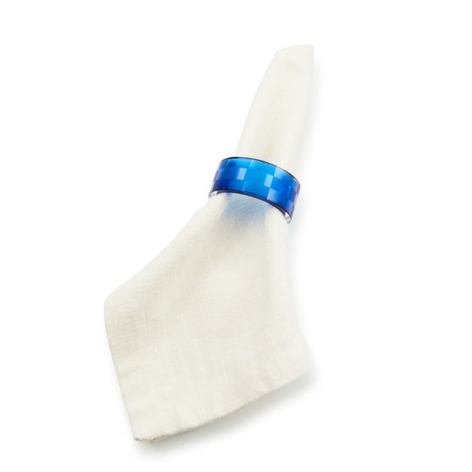 Navy Check Napkin Rings, Set of 4