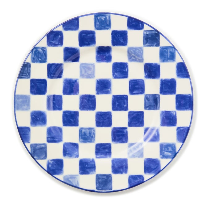 Indigo Check Dinner Plate