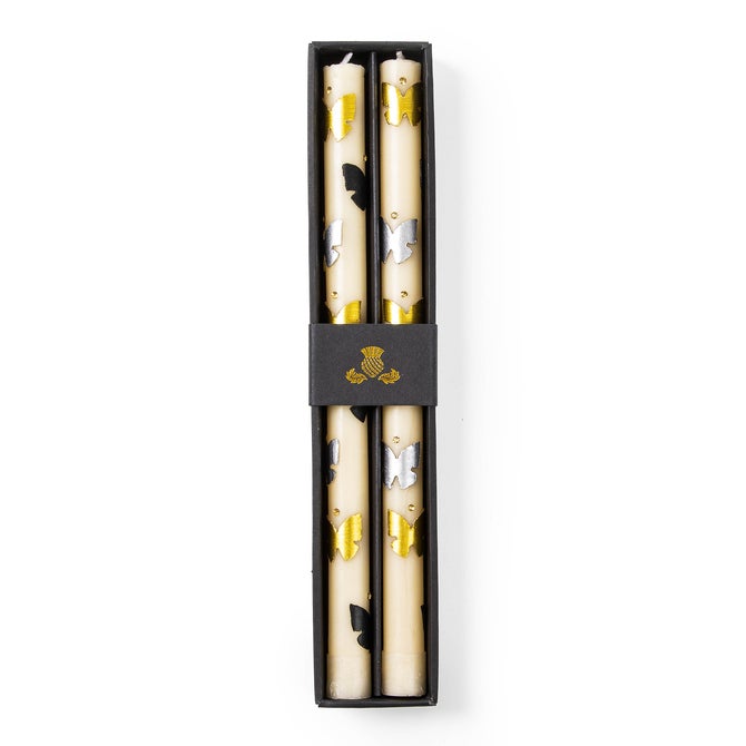 Butterfly Silver & Gold Dinner Candles, Set of 2