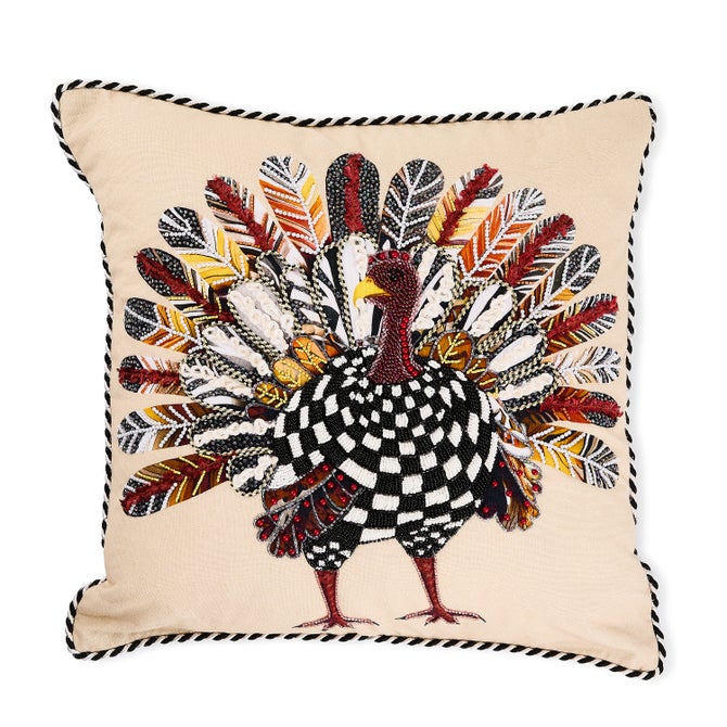 Checked Turkey Throw Pillow