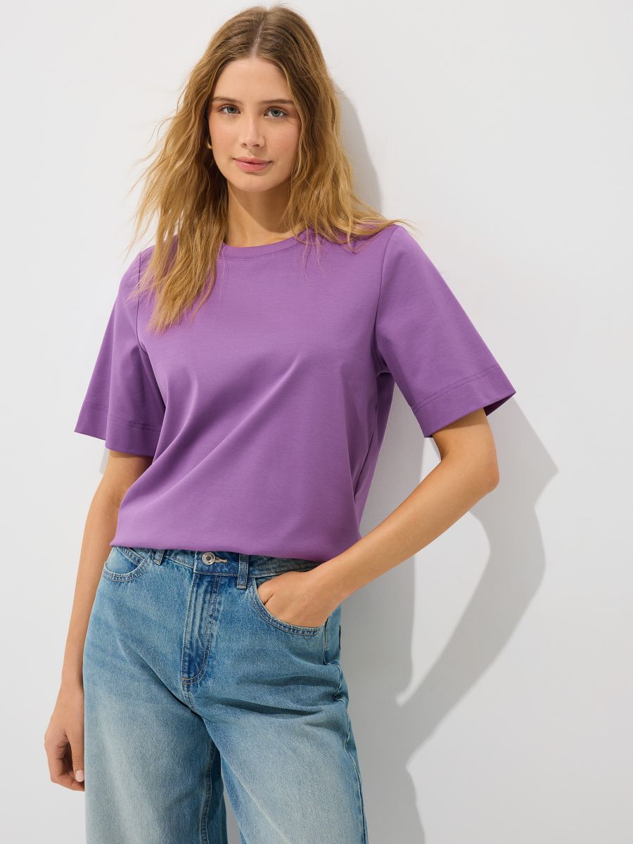 Brązowy t-shirt z bawełny merceryzowanej