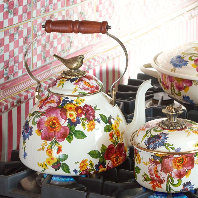 Tea Kettle with Bird Knob