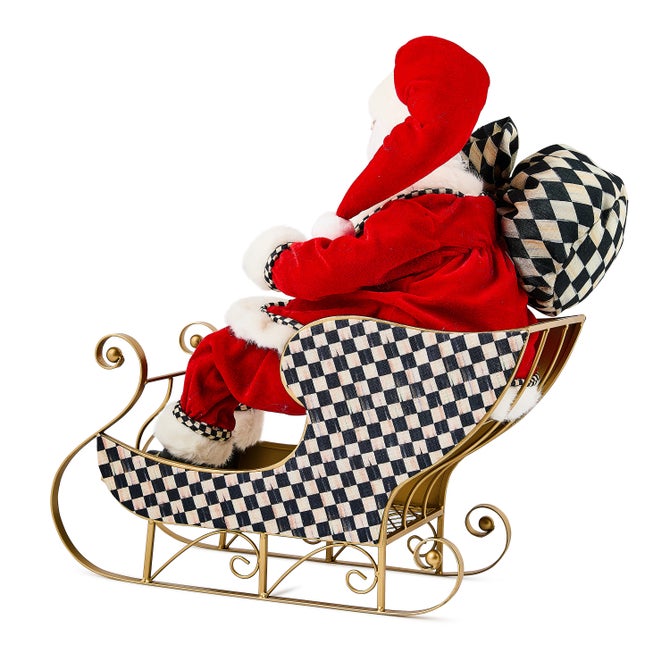 Classic Courtly Fabric Santa In Sleigh