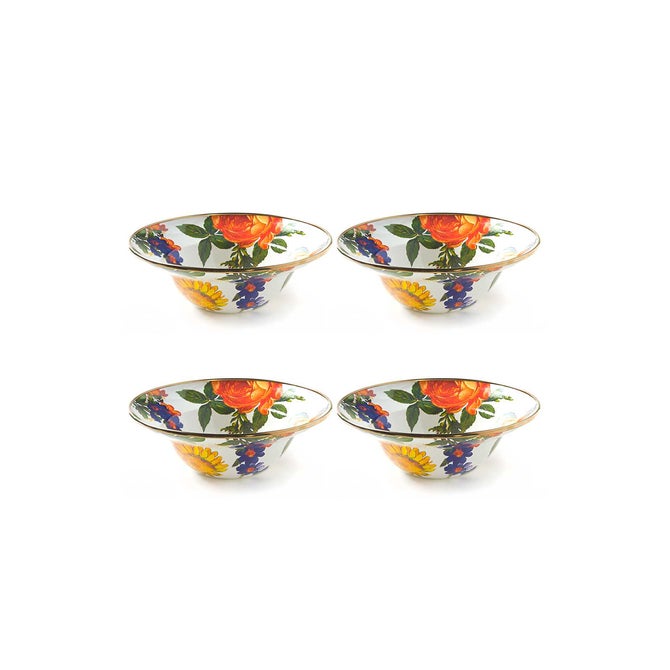 White Flower Market White Breakfast Bowls, Set of 4