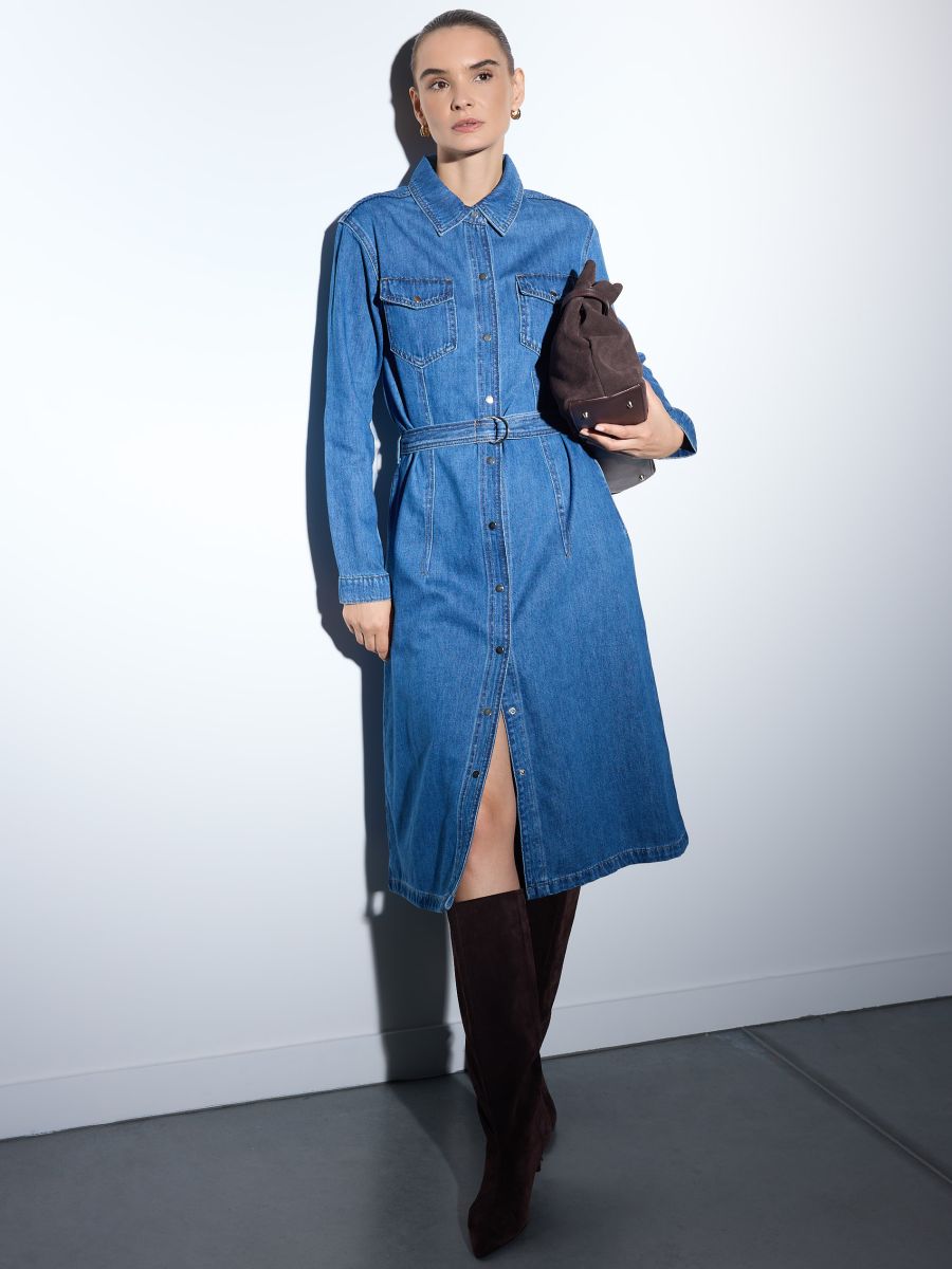 Jeansowa sukienka midi