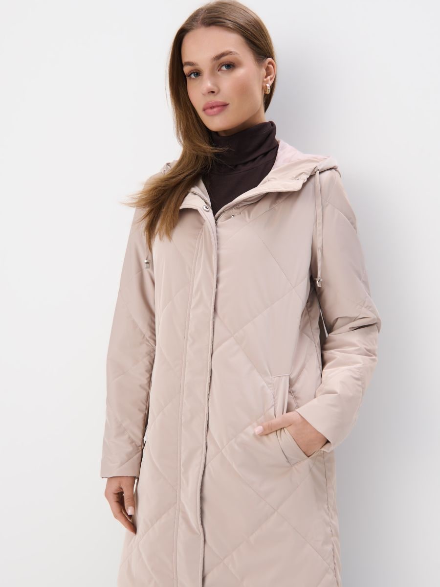 Pikowana beżowa kurtka parka