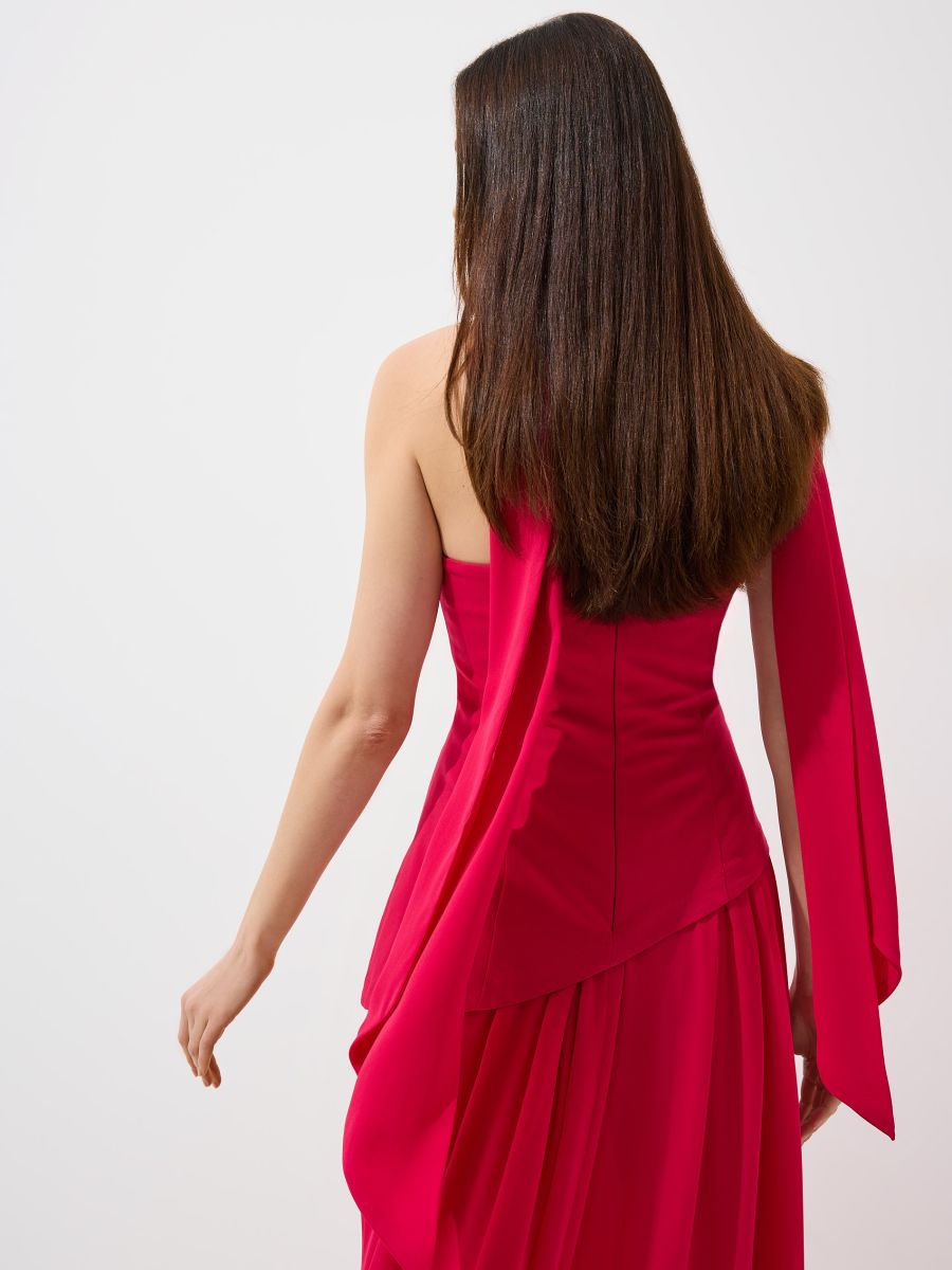 Różowa sukienka maxi z szalem