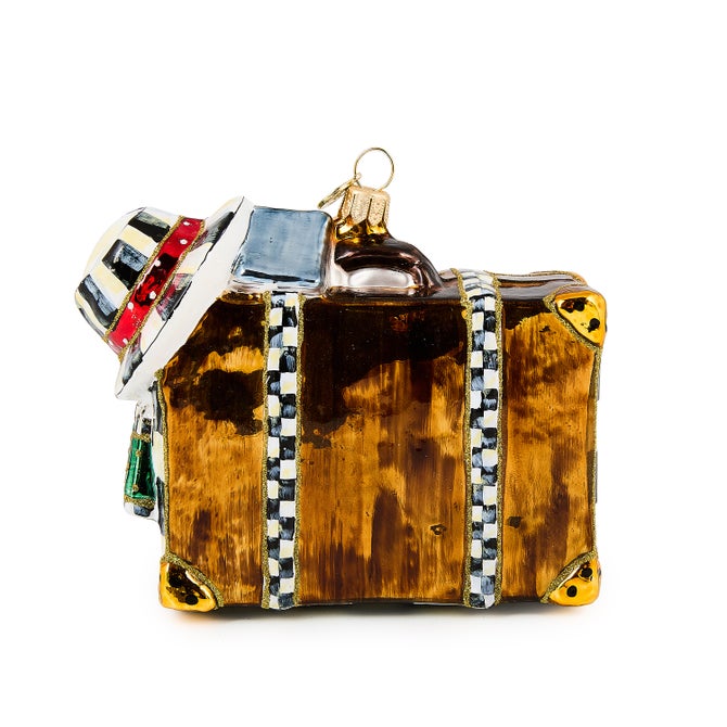 New York Suitcase Glass Ornament