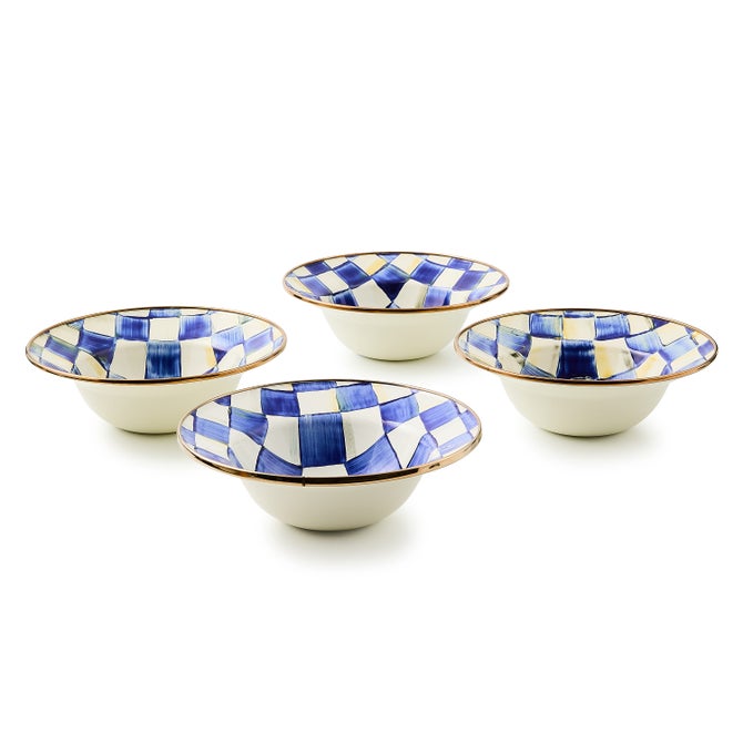 Royal Check Breakfast Bowls, Set of 4