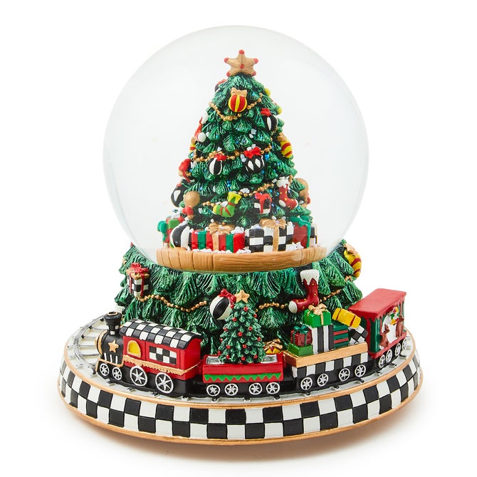 Cozy Christmas Tree & Train Snow Globe