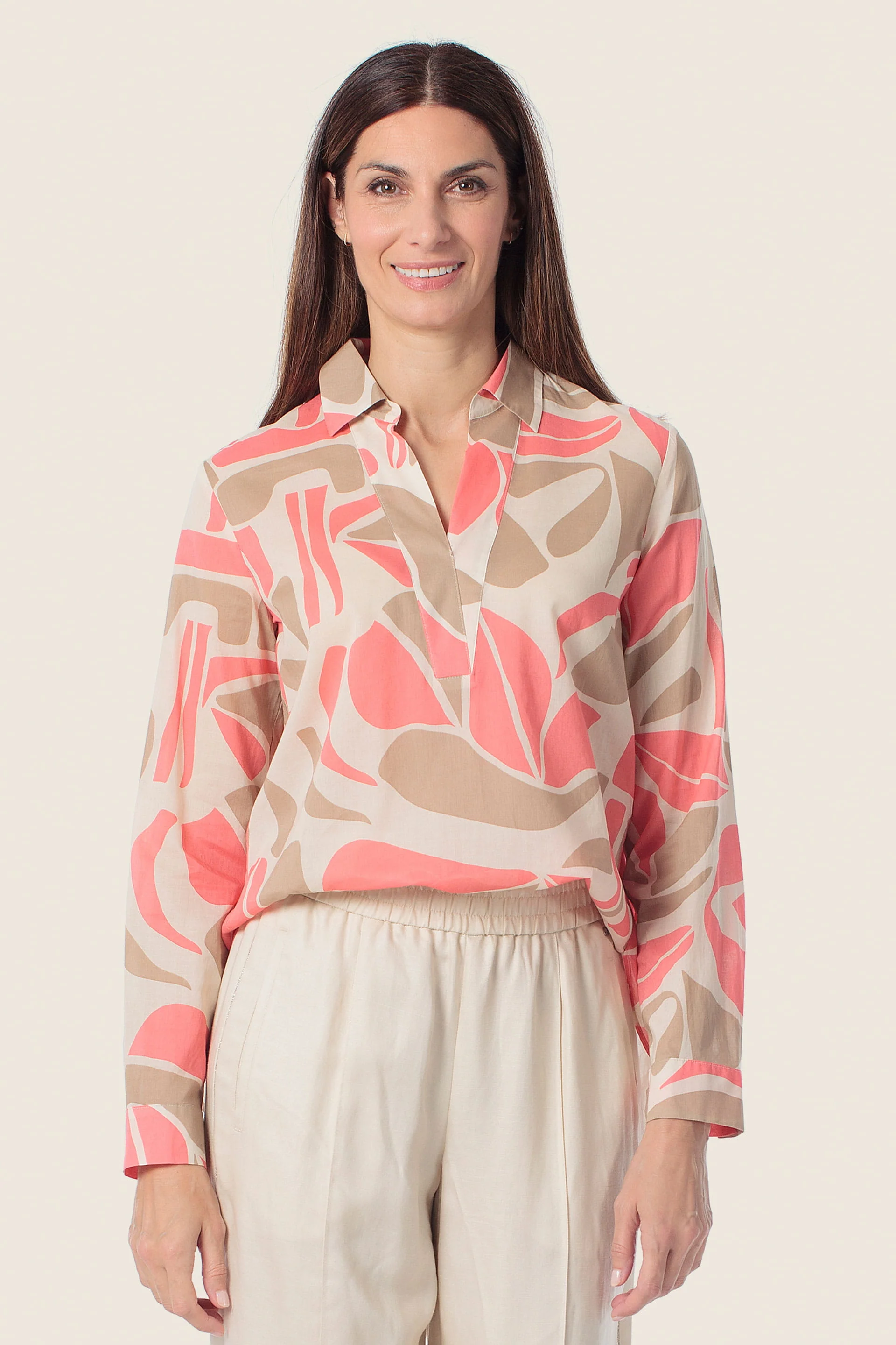 Bedruckte Baumwollbluse mit abstraktem Muster