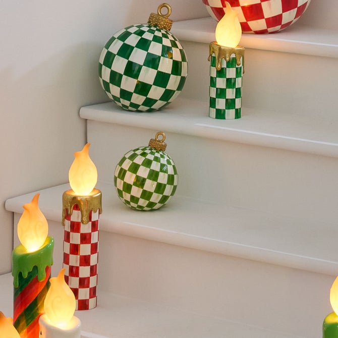 Light Green Check Tabletop Ornament