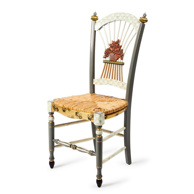 Sterling Check Flower Basket Side Chair