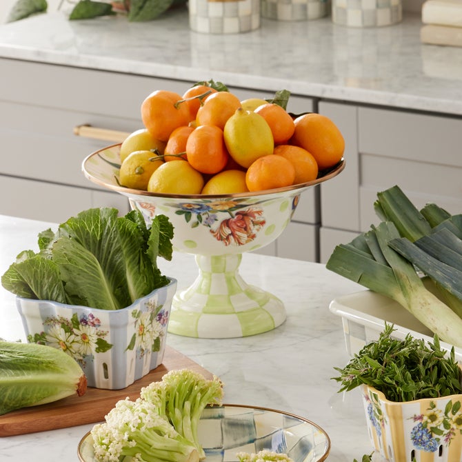 Floral Enamel Compote