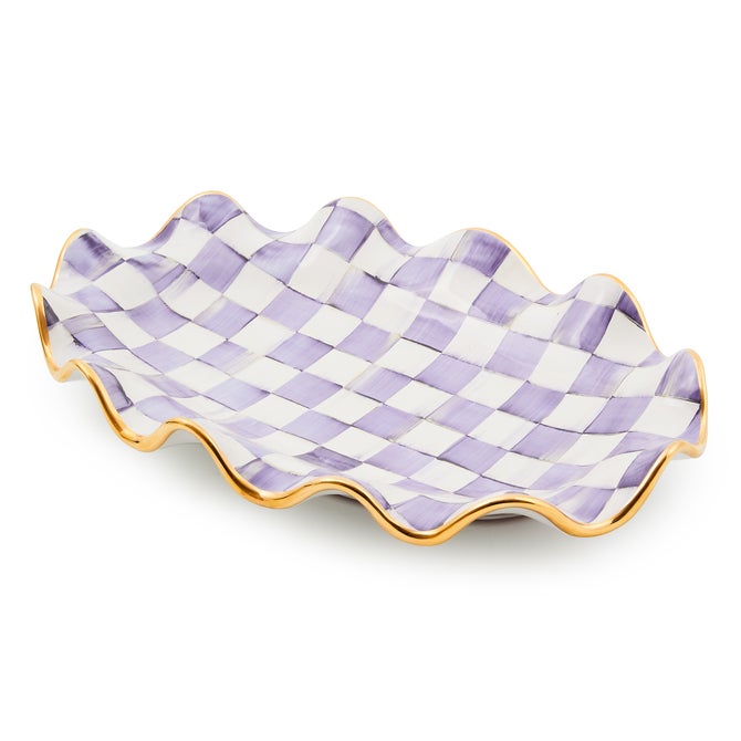 Plum Check Ceramic Serving Platter