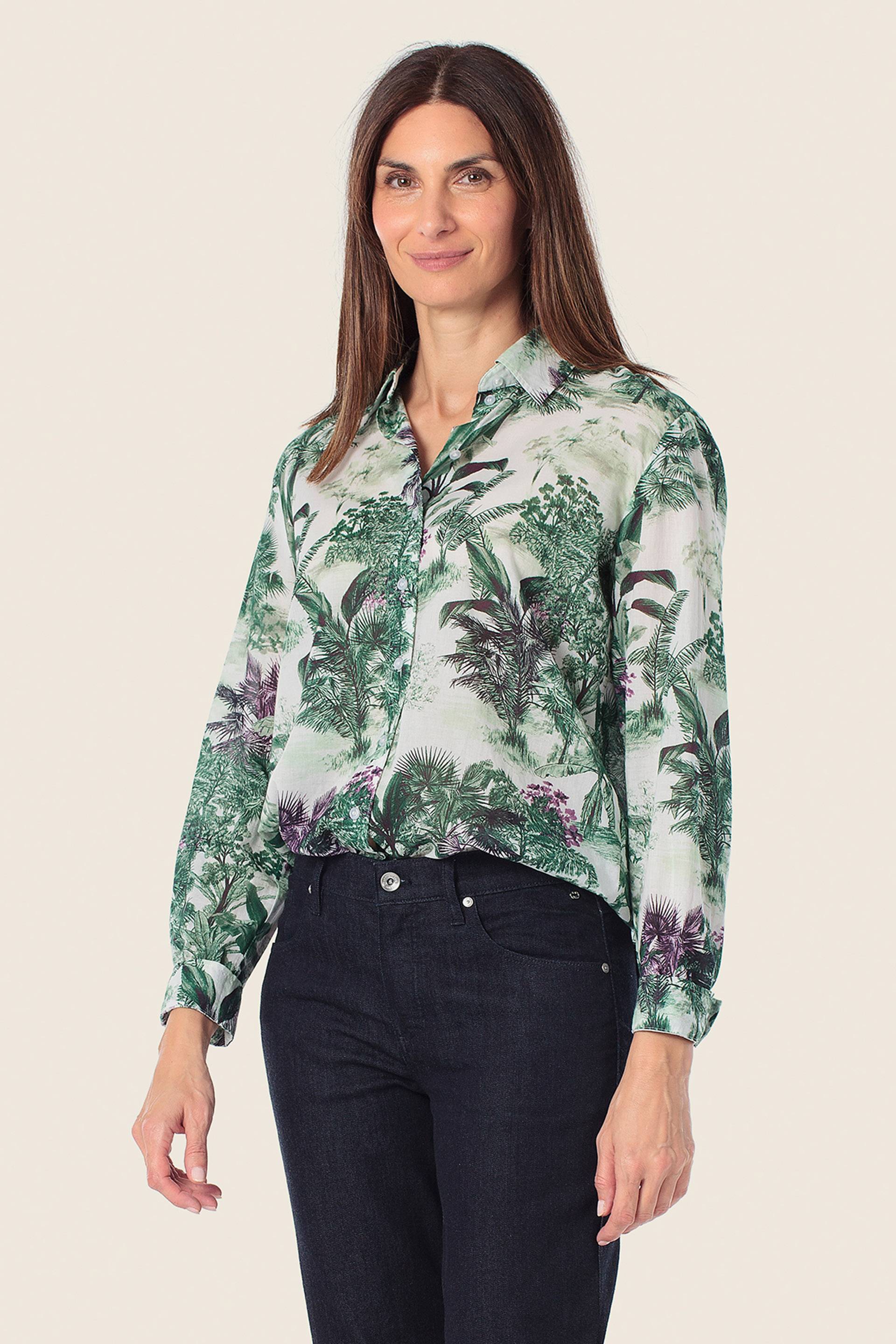 Langarm Bluse mit Tropen-Print